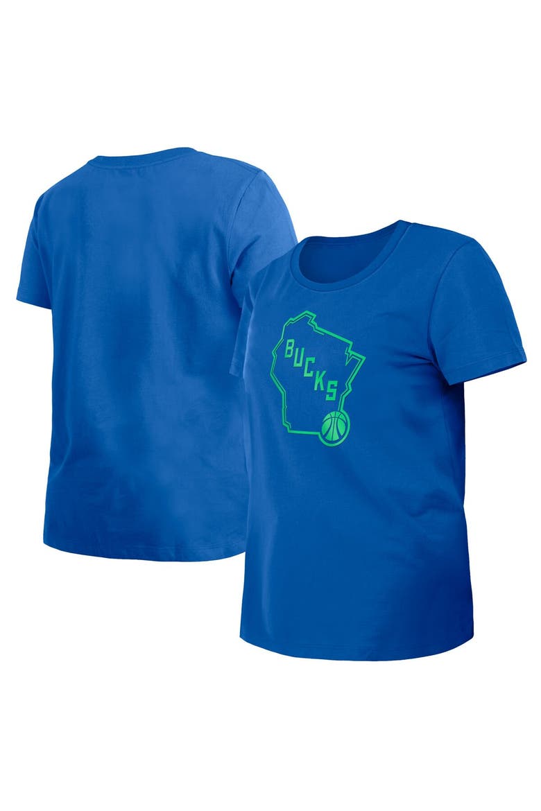 Women's New Era Blue Milwaukee Bucks 2023/24 City Edition T-Shirt, Main, color, Blue