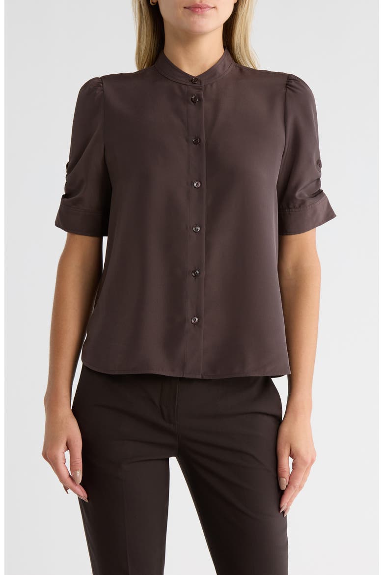 The Frankie Puff Sleeve Shirt, Main, color, CHOCOLATE BROWN