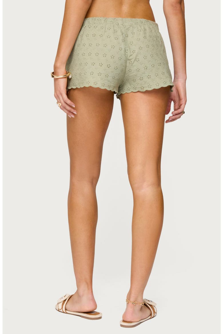 Talula Cotton Eyelet Tie Waist Shorts, Alternate, color, OLIVE