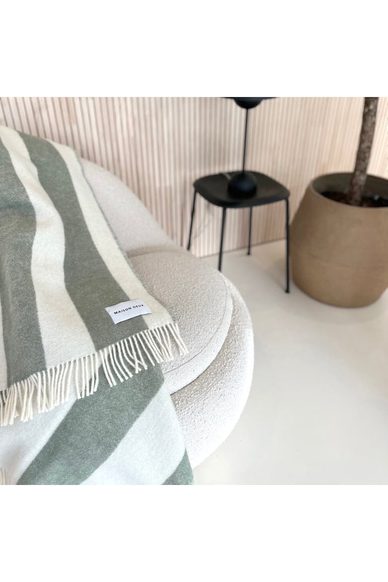 Rough Stripe Blanket, Alternate, color, Medium Green