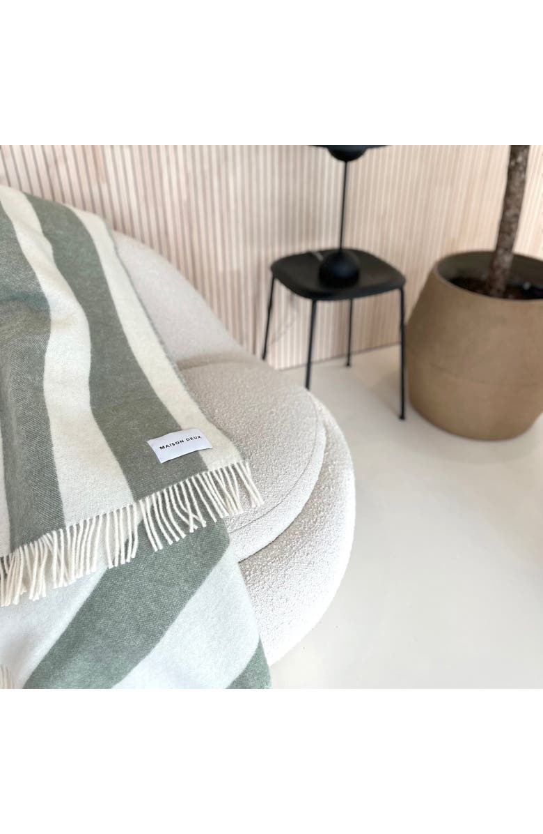 Maison Deux Rough Stripe Blanket, Alternate, color, Medium Green