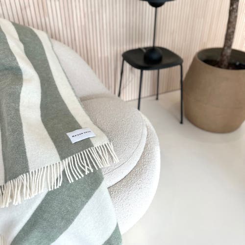 Maison Deux Rough Stripe Blanket In Green