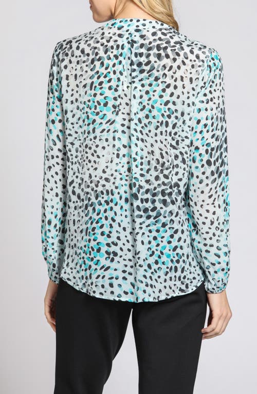 Apny Print Surplice Neck Top In Aqua Multi
