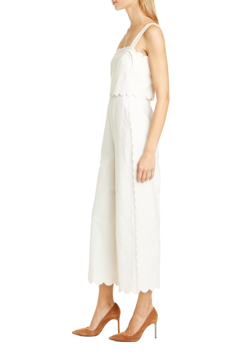 Sleeveless Scalloped Jumpsuit, Alternate, color, VANILLA