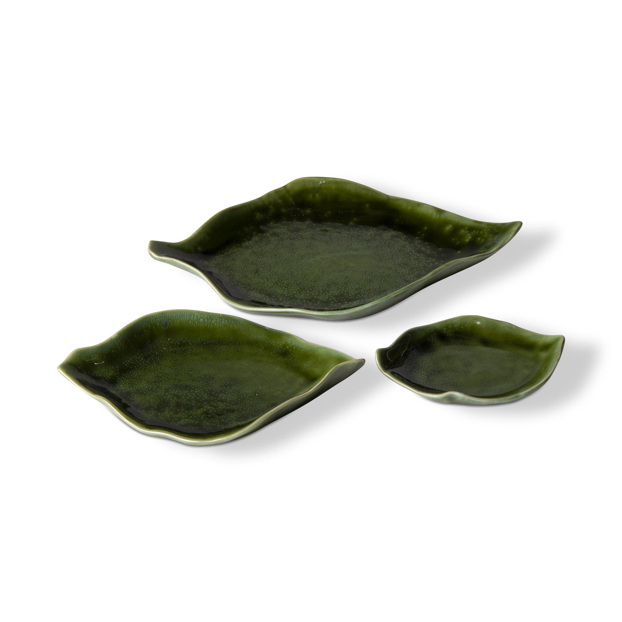 tag Leaf Dish Set of 3 Green Ceramic Serving Platters Bowls | Nordstrom