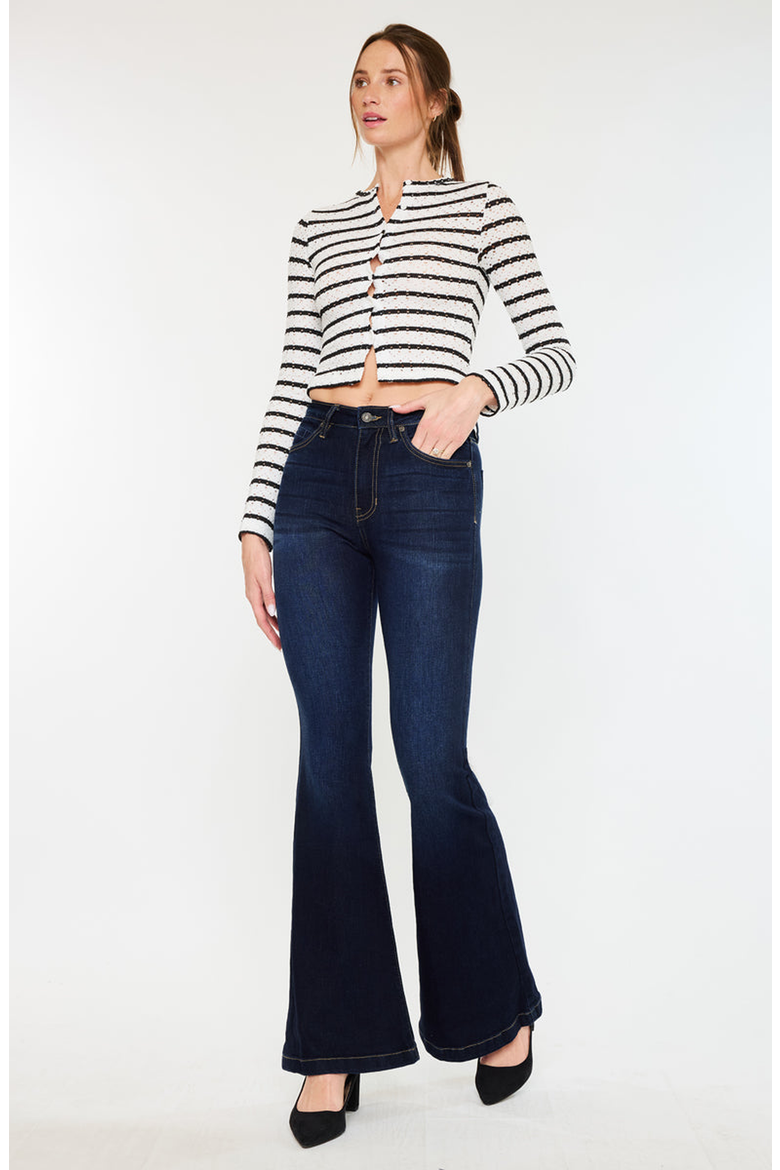 Roel High Rise Super Flare Stretch Jeans, Alternate, color, Dark Wash