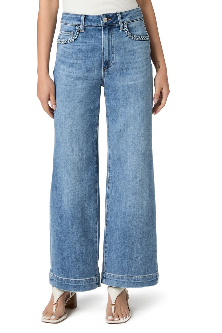 Anessa Braided Pocket High Waist Ankle Wide Leg Jeans, Main, color, ENCINO