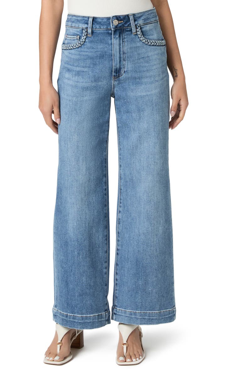 PAIGE Anessa Braided Pocket High Waist Ankle Wide Leg Jeans, Main, color, Encino