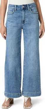 PAIGE Anessa Braided Pocket High Waist Ankle Wide Leg Jeans