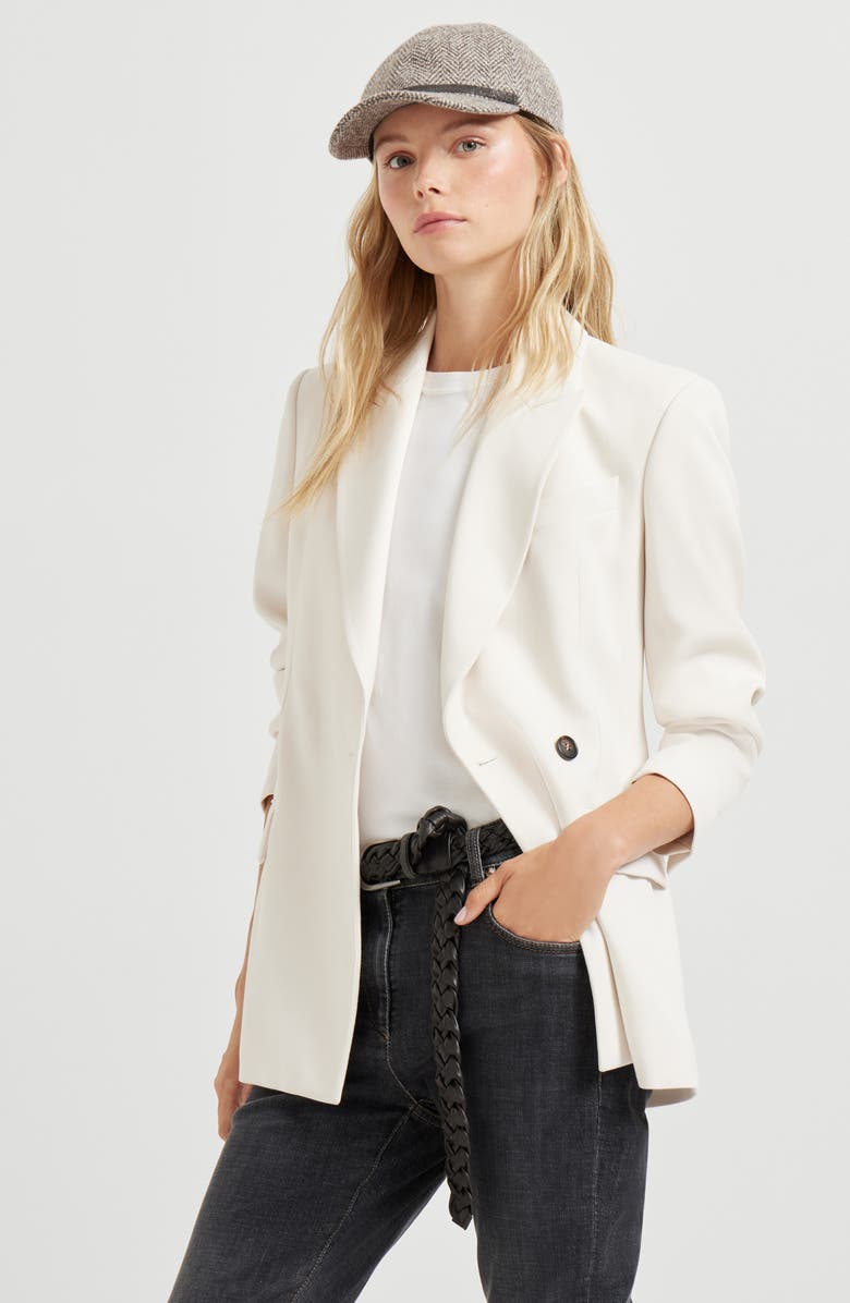 Brunello Cucinelli Couture twill blazer, Alternate, color, Milk