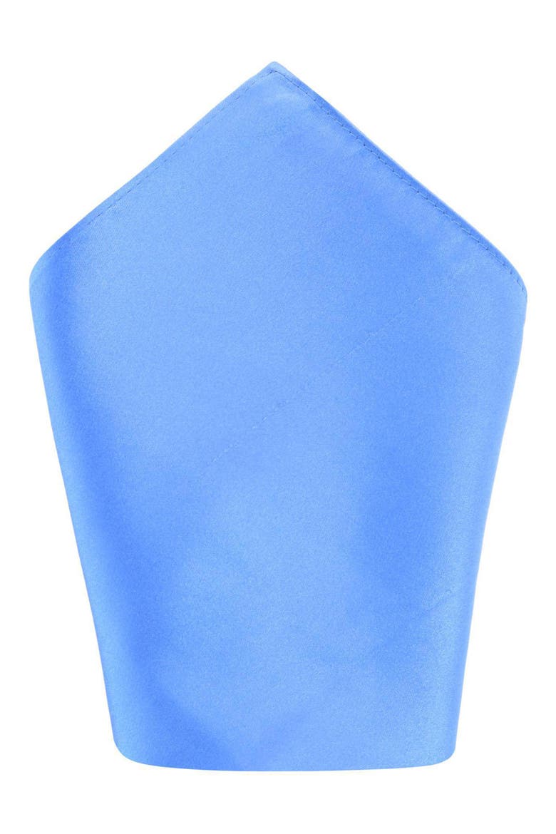 Sutton Solid Silk Pocket Square, Alternate, color, BLUE