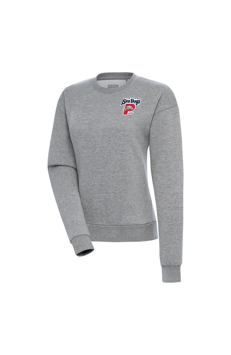ANTIGUA Women's Antigua  Heather Gray Portland Sea Dogs Victory Pullover Sweatshirt, Main, color, 