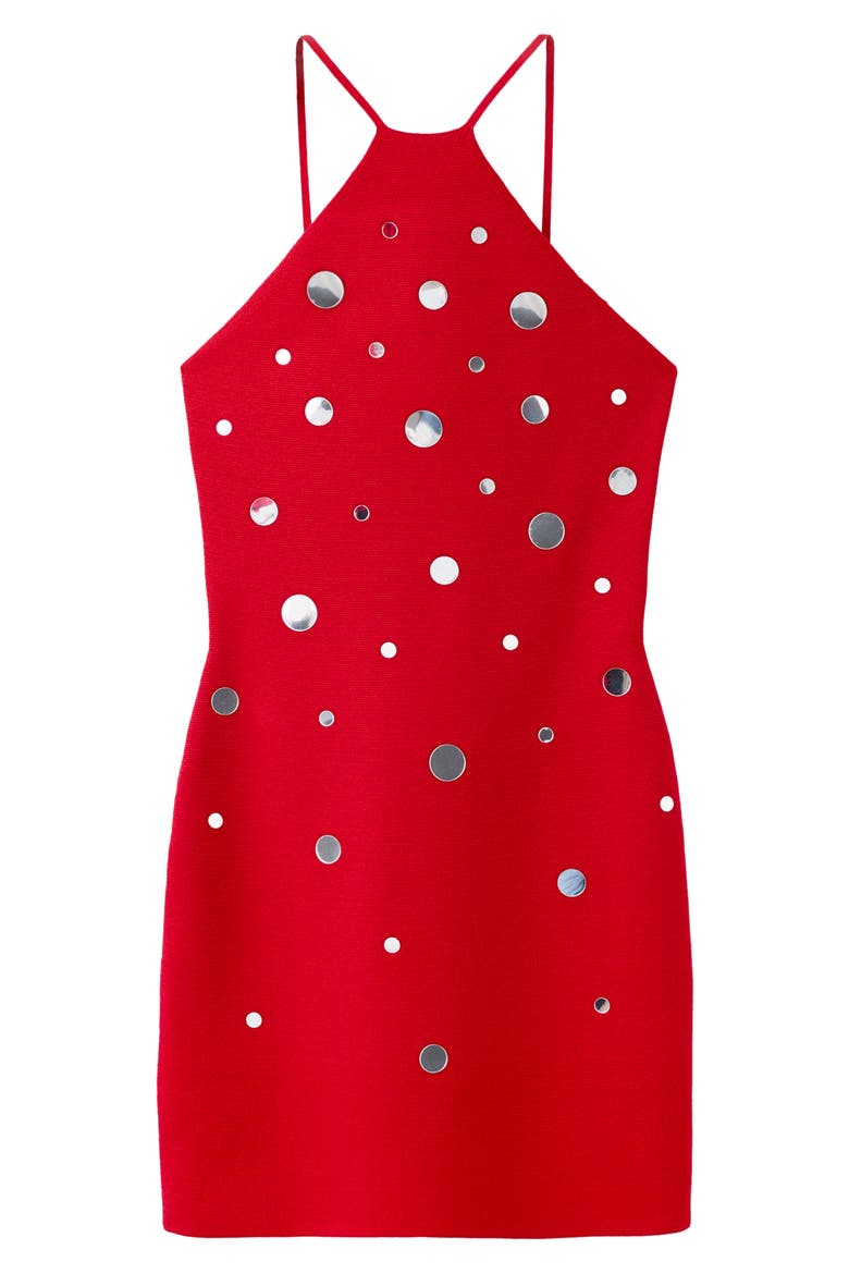 Embellished High Neck Minidress, Alternate, color, RED