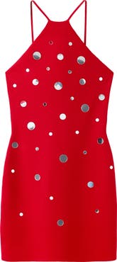 MANGO Embellished High Neck Minidress