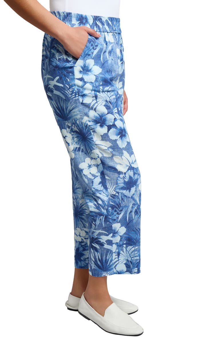 Jones New York Tropical Print Linen Blend Crop Pull-On Pants, Alternate, color, 