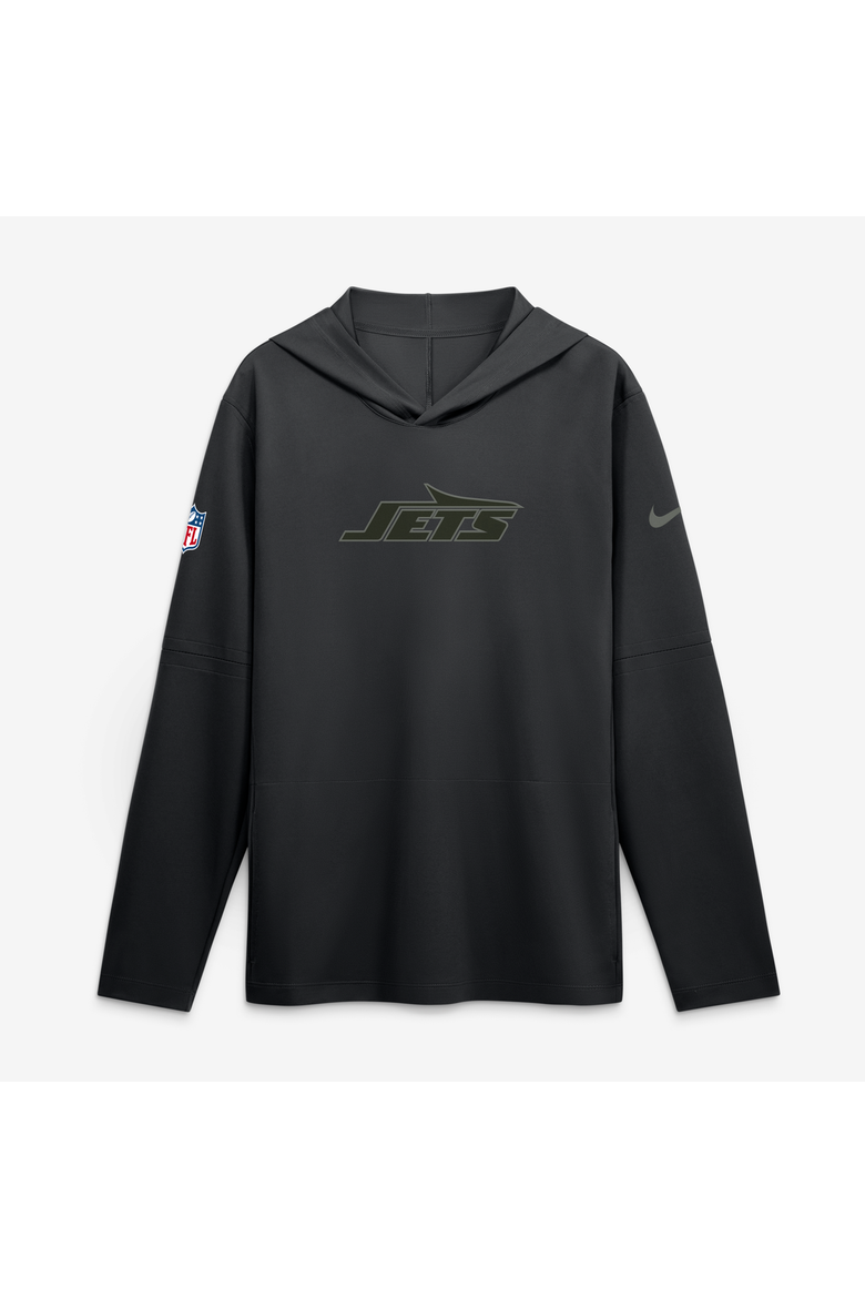 Men's Nike  Black New York Jets Rivalries Collection Sideline Lightweight Hooded Long Sleeve Top, Main, color, Black