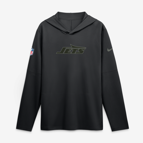 Men's Nike  Black New York Jets Rivalries Collection Sideline Lightweight Hooded Long Sleeve Top