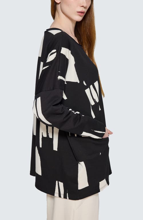Luukaa Marilla Printed Pocket Tunic In Black