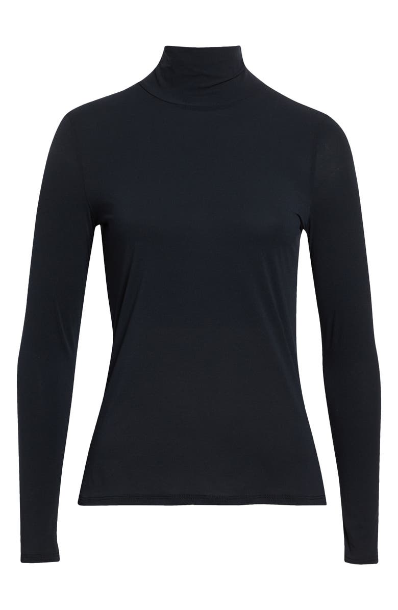 ST. JOHN The Nuda Jersey Turtleneck Top, Main, color, Black