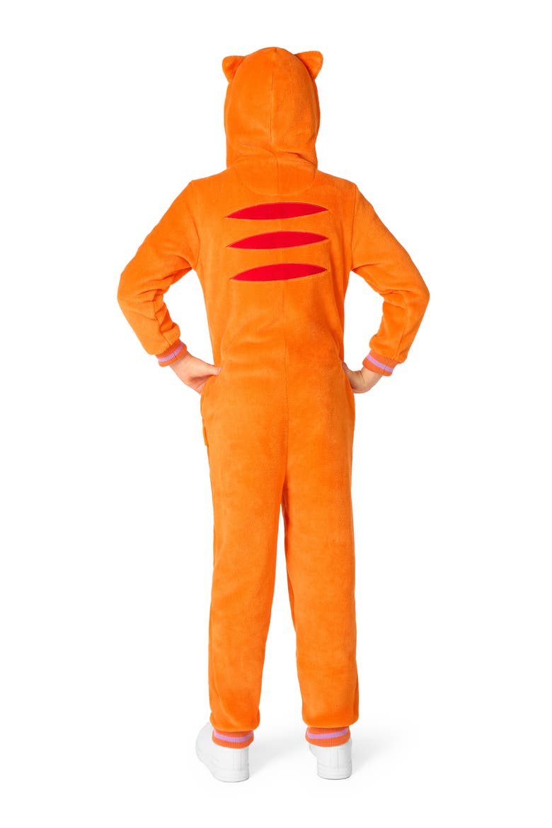 Kids' Orange Cat One Piece Hooded Jumpsuit, Alternate, color, ORANGE