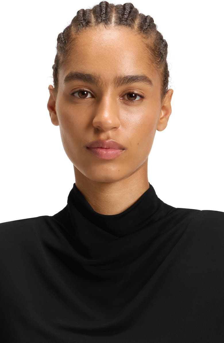 BOSS Ecicla Texture Turtleneck Long Sleeve Dress, Alternate, color, Black