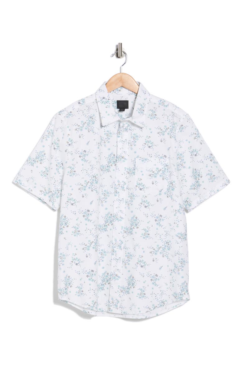 Stretch Cotton Poplin Button-Up Shirt, Alternate, color, WHITE HARDY FLORAL