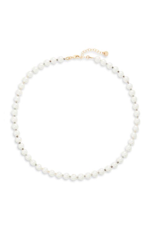 Imitation Pearl & Glass Bead Necklace