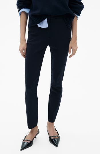 Mango Crop Skinny Pants In Blue