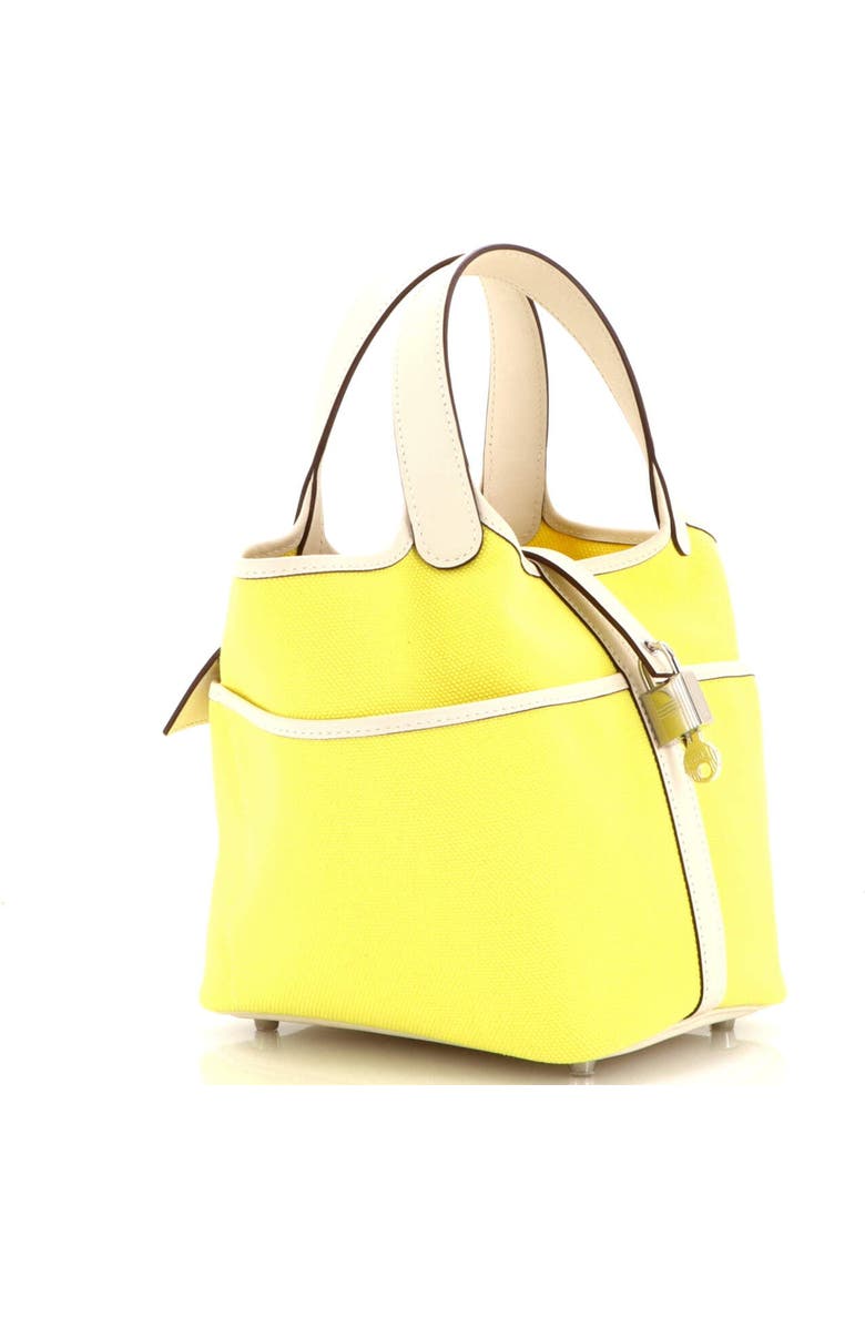Pre-Owned Hermes Cargo Picotin Lock Bag Canvas and Swift PM, Alternate, color, Jaune Citron