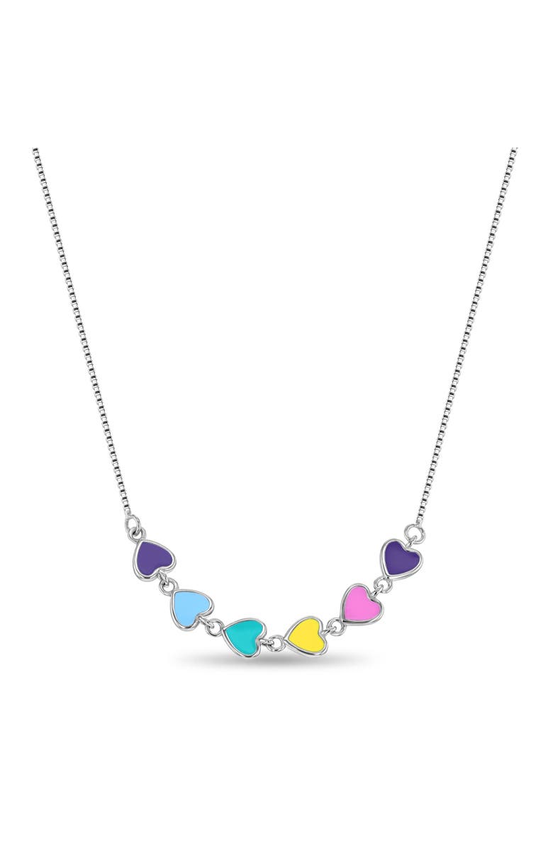 In Season Jewelry Rainbow Enamel Hearts Necklace, Main, color, Multi-Color