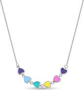In Season Jewelry Rainbow Enamel Hearts Necklace