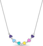 In Season Jewelry Rainbow Enamel Hearts Necklace