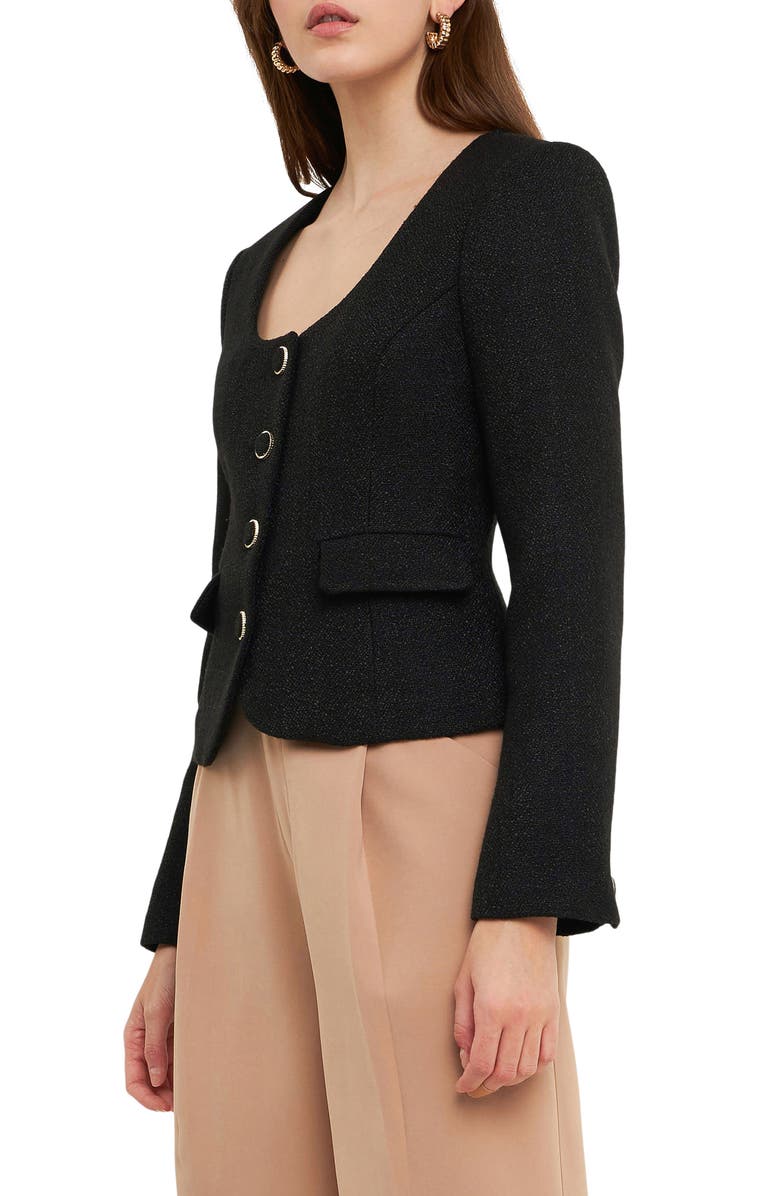 Endless Rose Scoop Neck Tweed Jacket, Alternate, color,