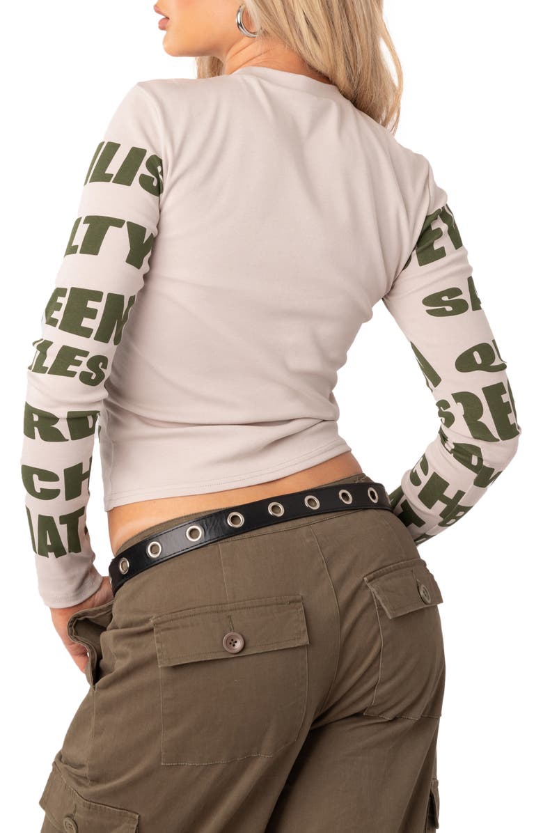 EDIKTED Devilish Long Sleeve Crop Graphic Tee, Alternate, color,