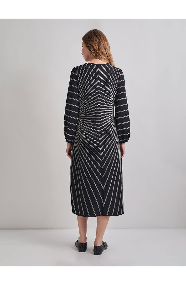 Misook A-Line Melange Striped Soft Knit Midi Dress, Alternate, color, Black/New Ivory