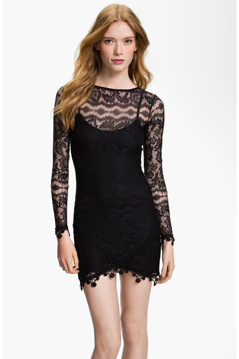 Lace Dress, Main, color, BLACK