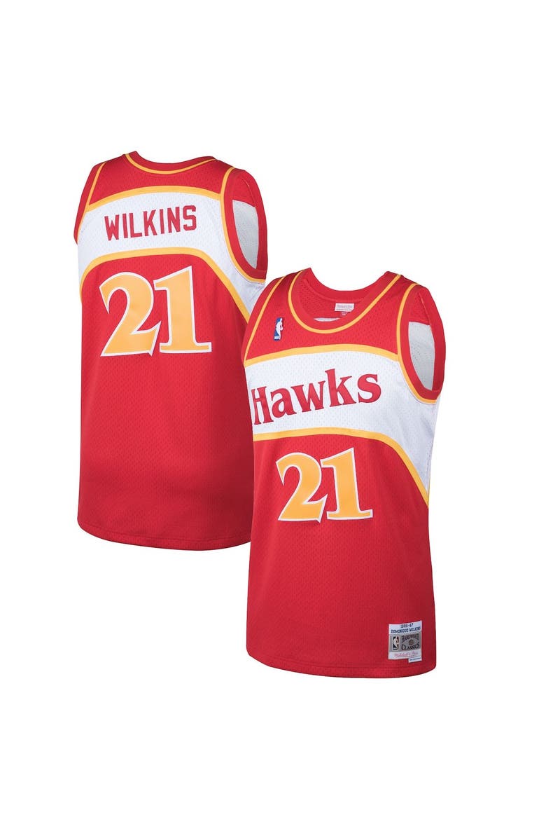 Mitchell & Ness Men's Mitchell & Ness Dominique Wilkins Red Atlanta Hawks 1986-87 Hardwood Classics Swingman Jersey, Main, color, Red