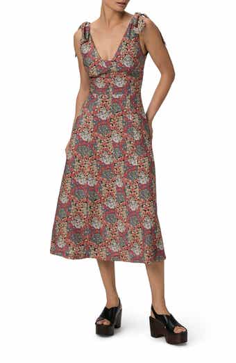 PAIGE Swindon Floral Tie Strap A-Line Midi Dress