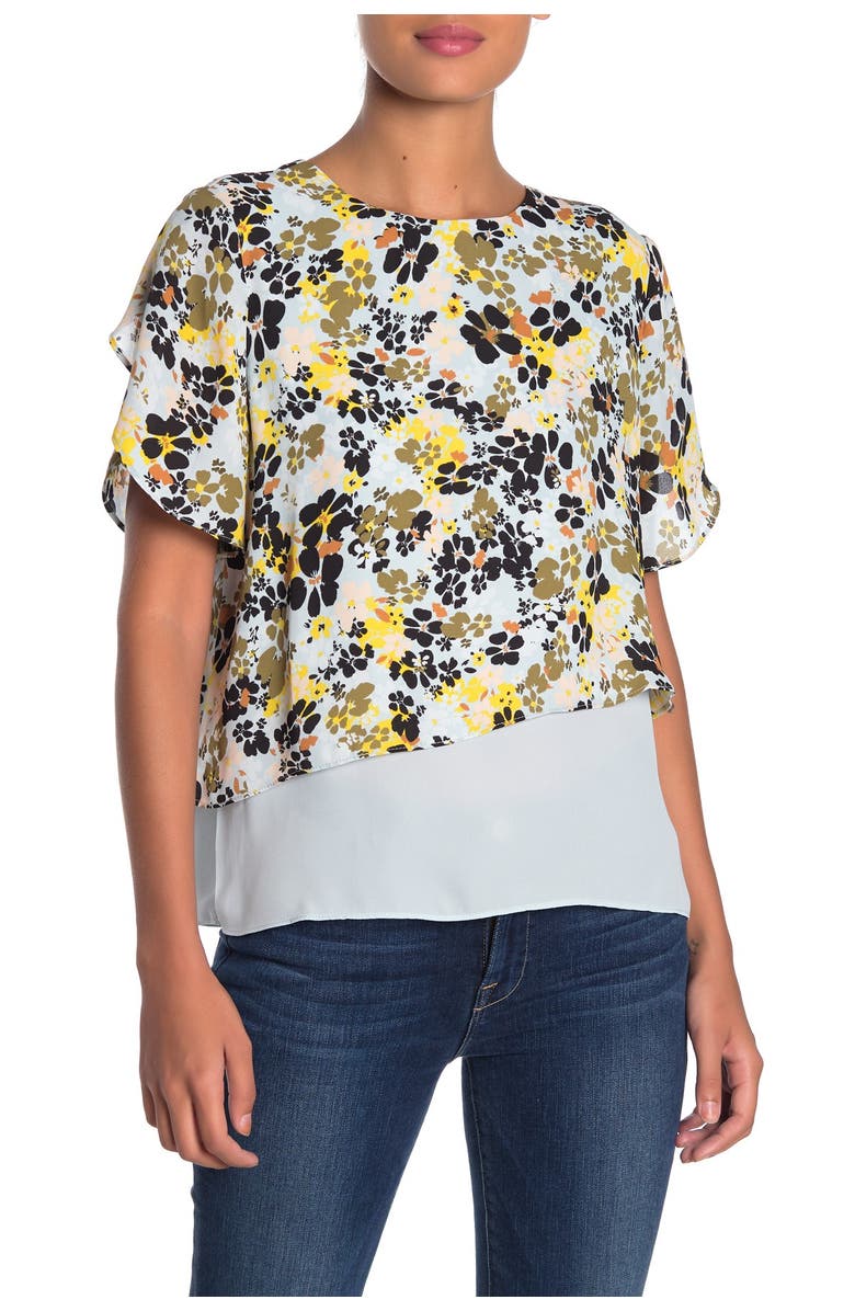 14th & Union Layered Butterfly Sleeve Blouse, Main, color, 