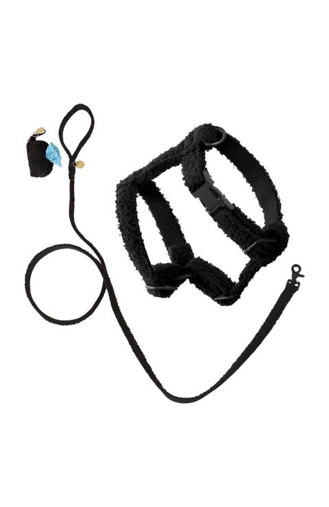 Teddy Bouclé Adjustable H Harness and Leash Walk Set with Poop Bag Pouch