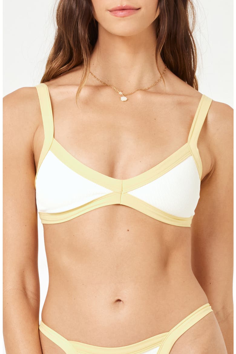 Taylor Rib Bikini Top, Main, color, CREAM/ DAISY