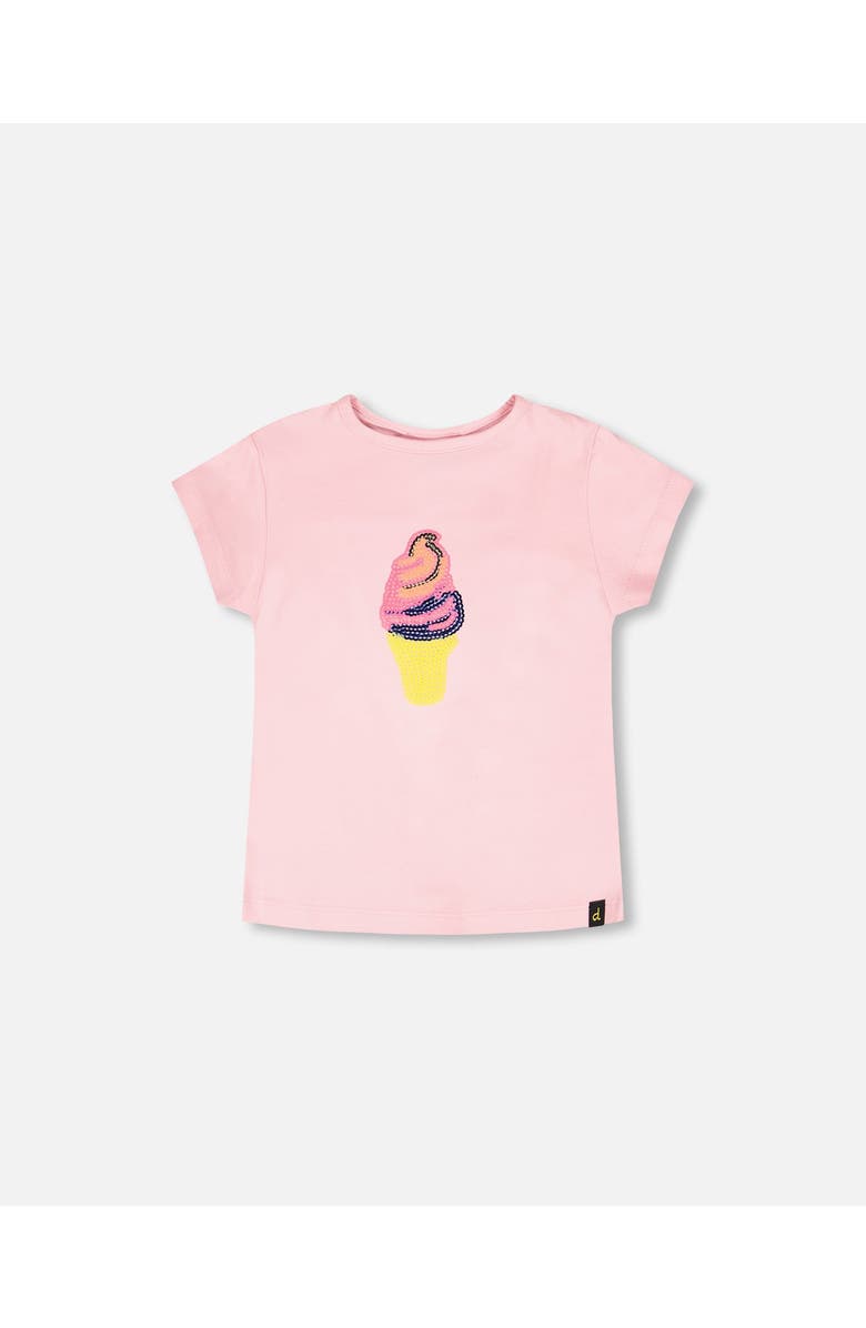 Deux par Deux Organic Cotton Jersey Ice Cream Short Sleeve T-Shirt, Main, color, Pink