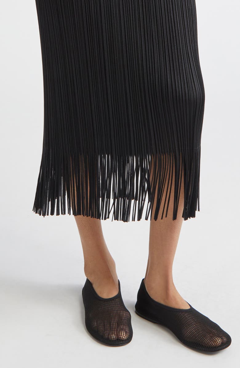 Pleats Please Issey Miyake Wave Pleated Sleeveless Midi Dress, Alternate, color, Black