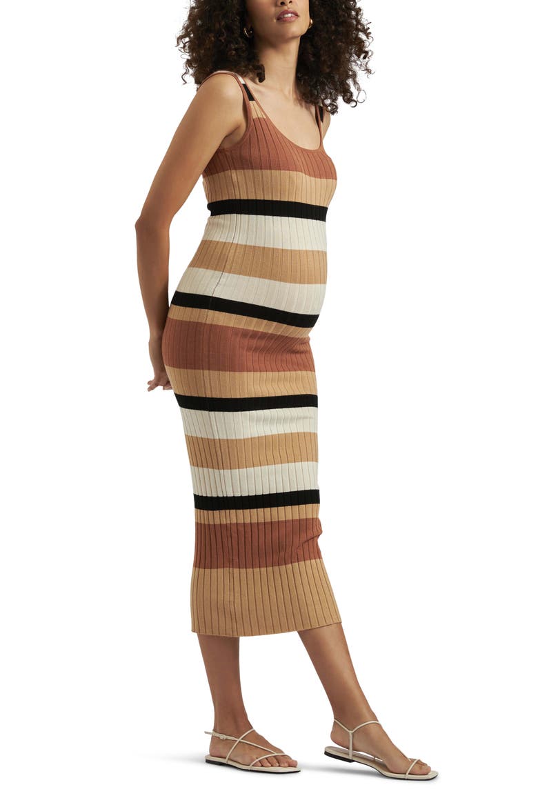 Sarah Stripe Knit Dress, Alternate, color, AMBER