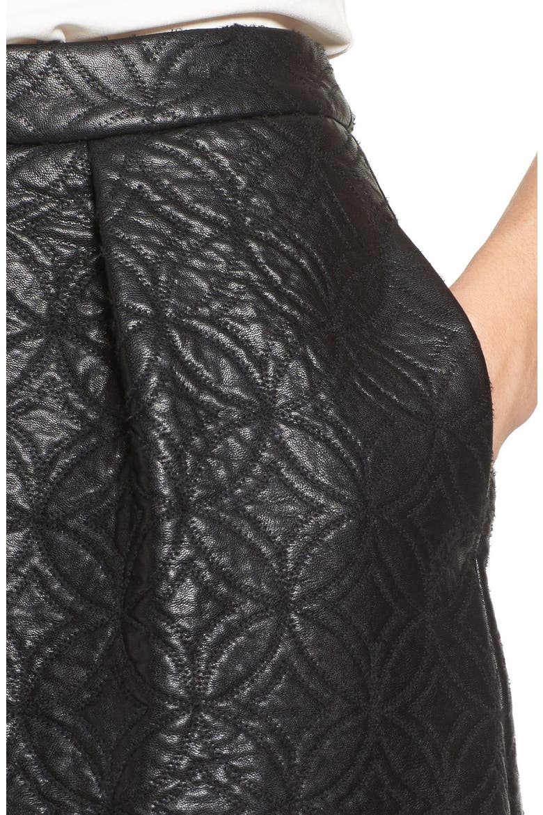 Quilted Faux Leather Miniskirt, Alternate, color, BLACK