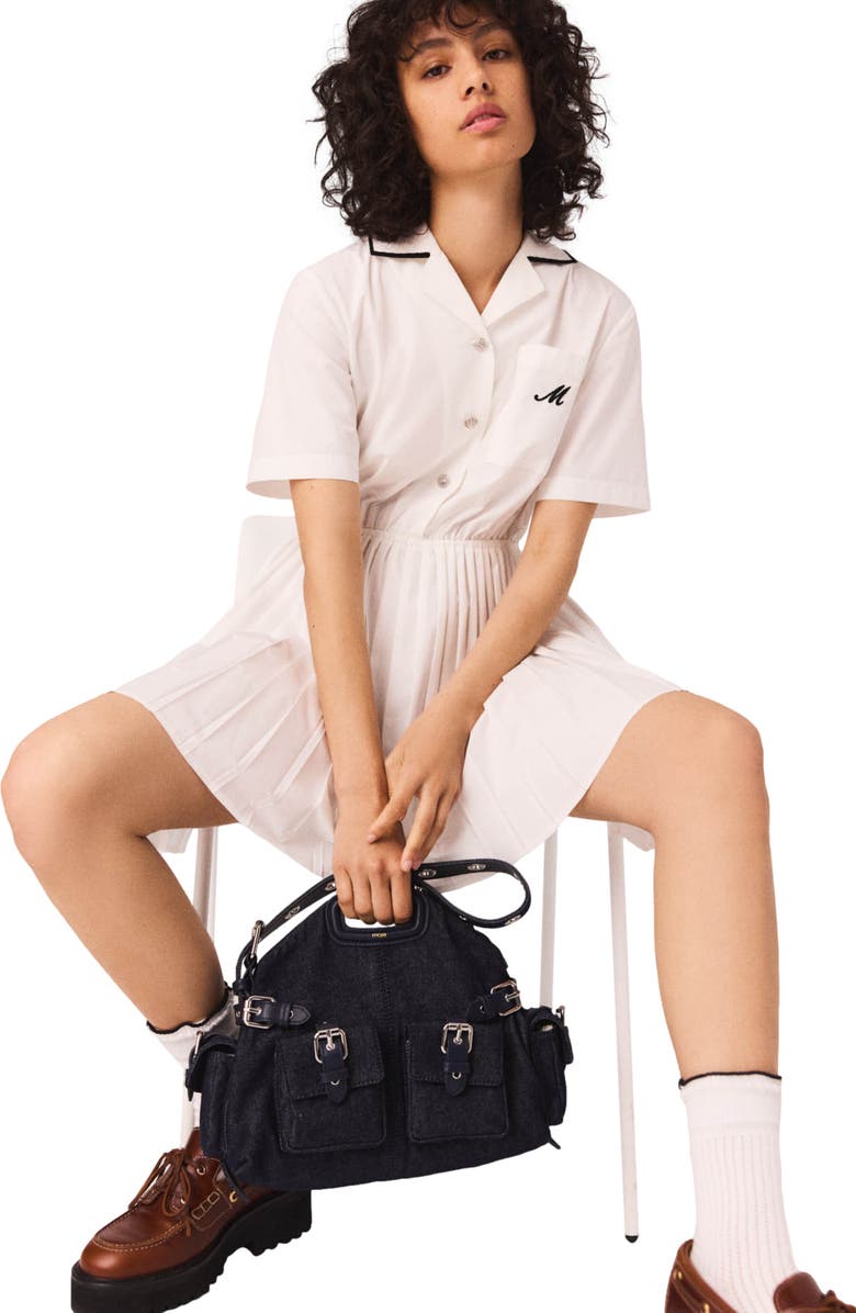 maje Short-sleeve shirt dress, Alternate, color, White