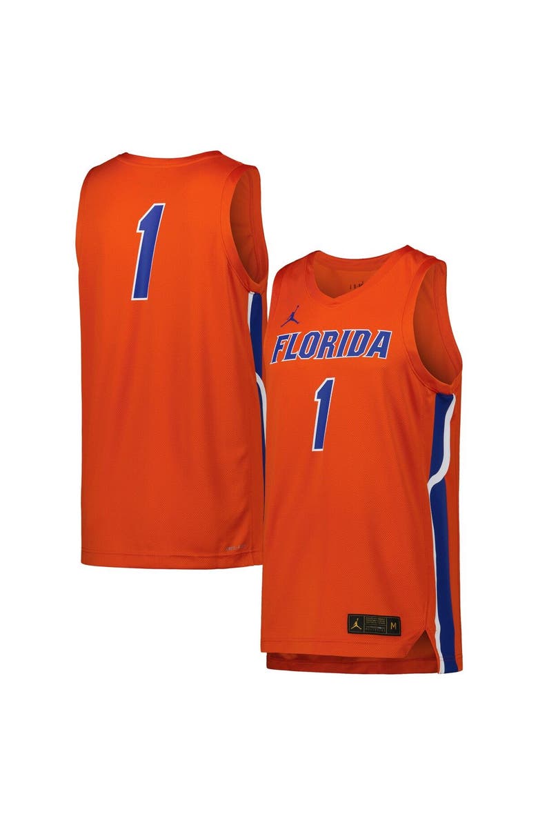 Jordan Brand Men's Jordan Brand #1 Orange Florida Gators Team Replica Basketball Jersey, Main, color, 