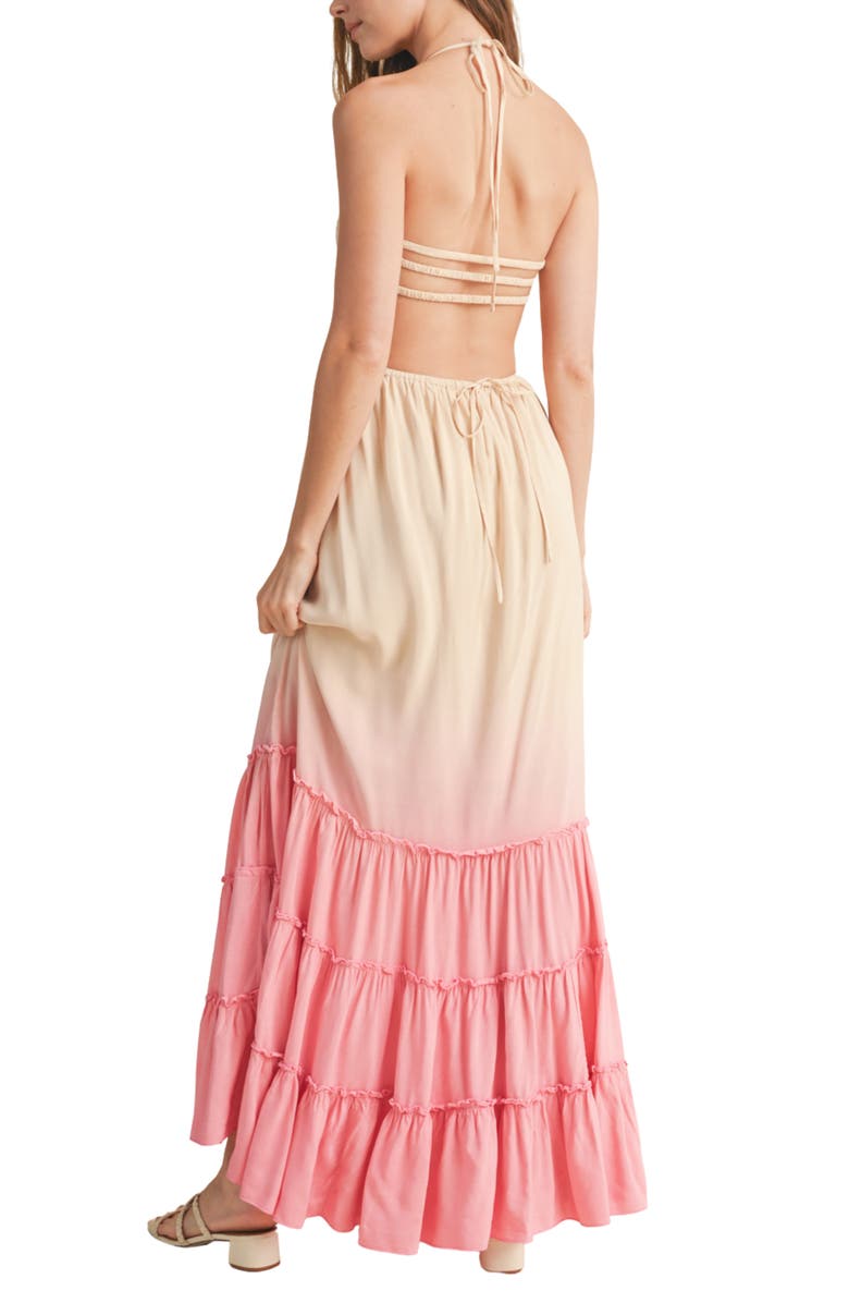WISHLIST Ombré Smocked Maxi Dress, Alternate, color, Taupe/ Hibiscus