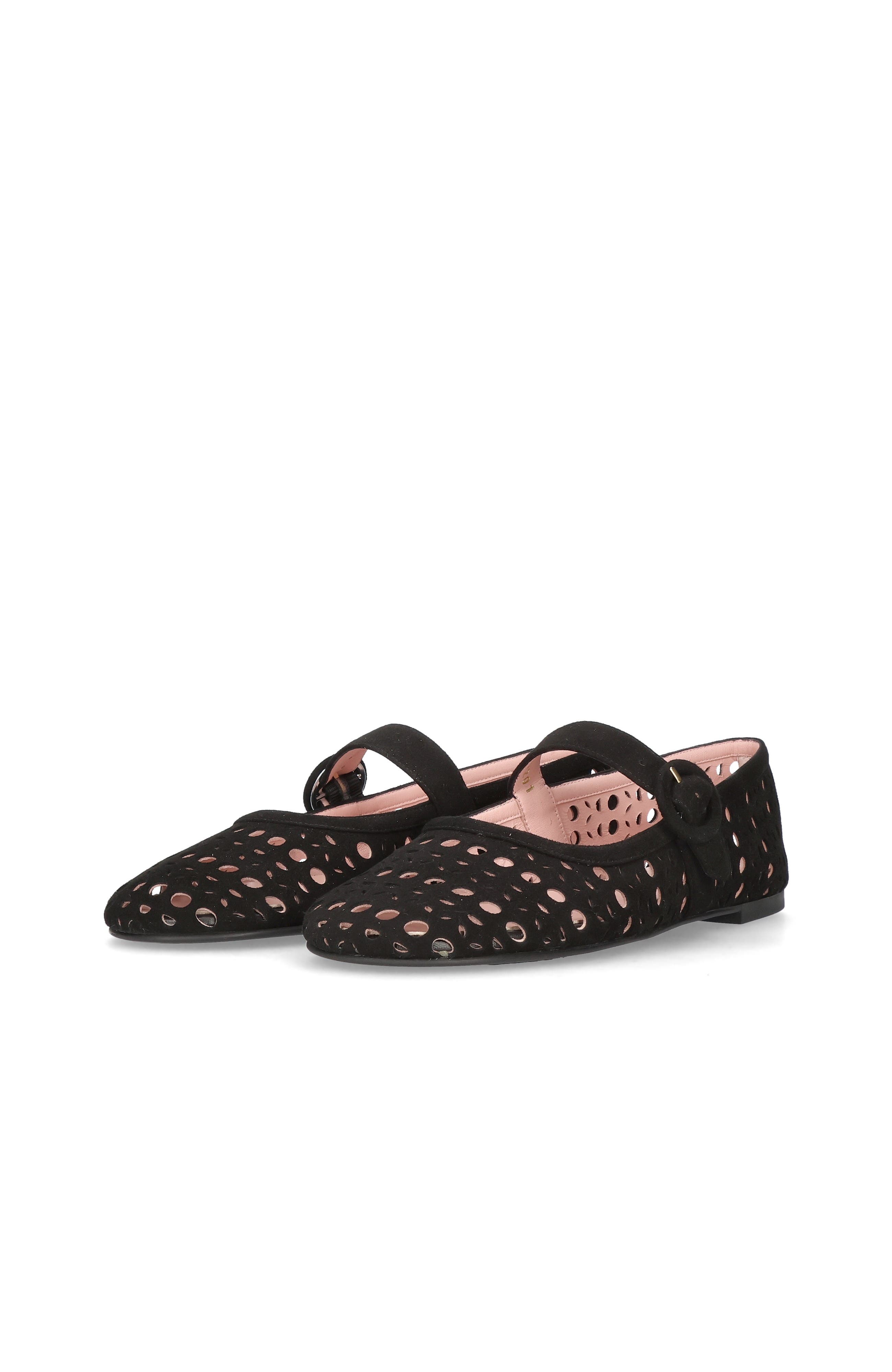 Pretty Ballerinas Suede Die Cut Mary Jane, Alternate, color, Black