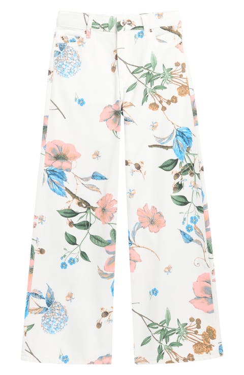 Kids' Floral Wide Leg Jeans (Big Kid)